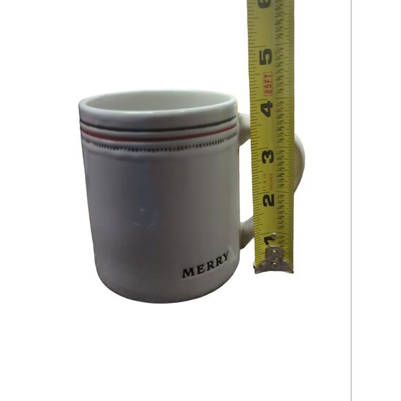 Hearth & Hand with Magnolia Christmas MERRY/JOY Stripes Stoneware Mug CUP - Picture 5 of 7